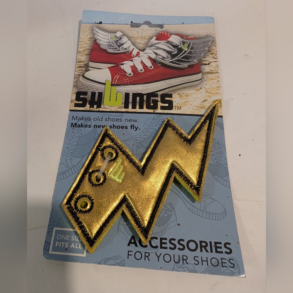 Shwings Gold Lightning Bolt Shoe Accessory